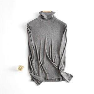 Classic Grey Turtleneck Long Sleeve Top